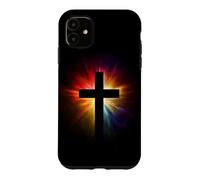 Croix de Couleur éclatante de Jésus-Christ, Foi chrétienne Coque pour iPhone 11