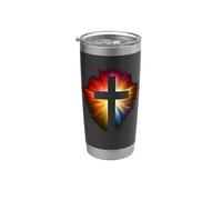 Croix de couleur éclatante de Jésus-Christ, foi chrétienne Gobelet isotherme en acier inoxydable double paroi