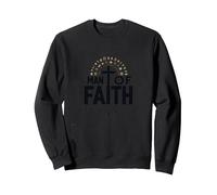 Croix de dévotion Religieuse Homme de Foi pour Homme Sweatshirt, Unisexe pour Adultes, Noir, XL