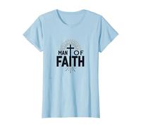 Croix de dévotion Religieuse Homme de Foi pour Homme T-Shirt, Femme, Bleu Céleste, M