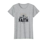 Croix de dévotion Religieuse Homme de Foi pour Homme T-Shirt, Femme, Gris Chiné, XS