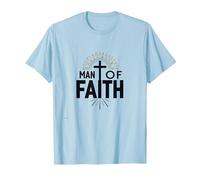 Croix de dévotion Religieuse Homme de Foi pour Homme T-Shirt, Homme, Bleu Céleste, XL