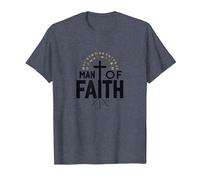 Croix de dévotion Religieuse Homme de Foi pour Homme T-Shirt, Homme, Bleu Chiné, XL
