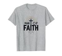 Croix de dévotion Religieuse Homme de Foi pour Homme T-Shirt, Homme, Gris Chiné, XL