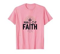 Croix de dévotion Religieuse Homme de Foi pour Homme T-Shirt, Homme, Rose, XL