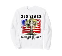 Croix de Drapeau chrétien Patriotique 250 Ans de Foi Sweatshirt