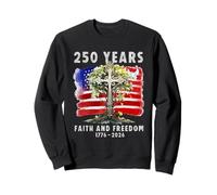 Croix de Drapeau chrétien Patriotique 250 Ans de Foi Sweatshirt