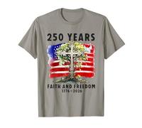 Croix de Drapeau chrétien Patriotique 250 Ans de Foi T-Shirt