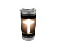Croix de foi Jésus Christ dans le rocher Christian Running Men Gobelet isotherme en acier inoxydable double paroi