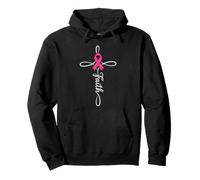 Croix de Foi pour la Sensibilisation au Cancer du Sein - Ruban Rose chrétien Sweat à Capuche
