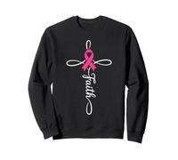 Croix de Foi pour la Sensibilisation au Cancer du Sein - Ruban Rose chrétien Sweatshirt