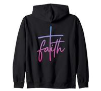 Croix de Foi Style écriture chrétienne Typographie Religieuse Sweat à Capuche