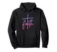 Croix de Foi Style écriture chrétienne Typographie Religieuse Sweat à Capuche