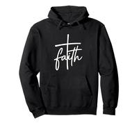 Croix de Foi Style écriture chrétienne Typographie Religieuse Sweat à Capuche