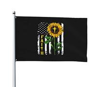Croix De Foi Tournesol Christianisme Drapeaux De Jardin Drapeau Décoratif De Jardin Double Face Bannière De Cour Imperméable Pour Ferme Vacances Porche 3X5 Ft