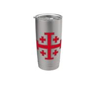 Croix de Jérusalem à cinq voies, temple de chevalier Gobelet isotherme en acier inoxydable double paroi