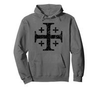 Croix de Jérusalem des Templiers Noir Vieilli Sweat à Capuche