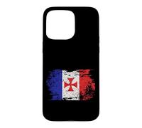 Croix de Jérusalem et Drapeau Français Chevalier Templier Coque pour iPhone 15 Pro Max