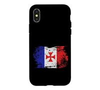 Croix de Jérusalem et Drapeau Français Chevalier Templier Coque pour iPhone X/XS