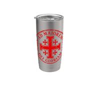 Croix de Jérusalem pour la plus grande gloire de Dieu Rouge vieilli Gobelet isotherme en acier inoxydable double paroi