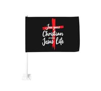 Croix de Jésus chrétienne à clipser sur la vitre d'une voiture, drapeau décoratif de protection solaire 12x18 pouces, bannière double face pour camion