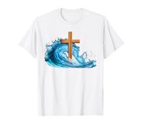 Croix de Jésus Christ Foi Chrétienne Baptême d'eau - Blanc T-Shirt