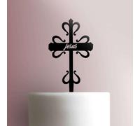 Croix de Jésus - Décoration de gâteau en acrylique 12,7 cm de large/vert