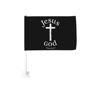 Croix de Jésus Dieu à accrocher à la fenêtre d'une voiture, drapeau religieux de protection solaire, bannière double face de 30 x 45 cm pour camion