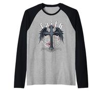 Croix de Jésus Gothique Y2K Streetwear Nu Goth Bible Verse Manche Raglan