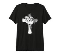 Croix de Jésus Silhouette du Christ Messie Couronne d'épines Art T-Shirt Haut de Gamme