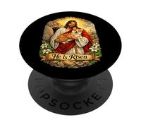 Croix de la résurrection de Pâques pour Chien Corgi Gallois « Il est ressuscité » PopSockets PopGrip Adhésif