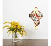 Croix de l'Archange Saint Michel en bois avec illustration