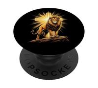 Croix de Lion majestueuse avec Force spirituelle PopSockets PopGrip Adhésif