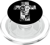 Croix de Lion majestueuse avec Force spirituelle PopSockets PopGrip pour MagSafe