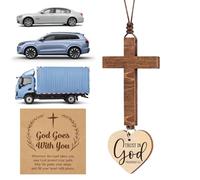 Croix De Miroir De Voiture - Pendentif Verset Biblique Chrétien, Amulette Pour Voiture De Jésus,Pour Femmes Et Hommes Chauffeur Véhicule Camion SUV Intérieur Rétroviseur