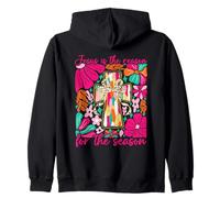 Croix de Noël chrétienne colorée Style bohème Floral Foi Sweat à Capuche
