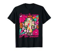 Croix de Noël chrétienne colorée Style bohème Floral Foi T-Shirt