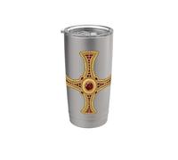 Croix de saint Cuthbert pectoral évangile catholique saint Gobelet isotherme en acier inoxydable double paroi