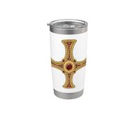 Croix de saint Cuthbert pectoral évangile catholique saint Gobelet isotherme en acier inoxydable double paroi