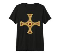 Croix de Saint Cuthbert Pectoral évangile catholique Saint T-Shirt Haut de Gamme