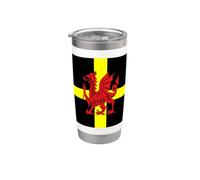 Croix de St Davids et dragon gallois Art vectoriel Gobelet isotherme en acier inoxydable double paroi