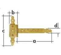 Croix de suspension avec goupille rivetée 150/50x220mm galvanisée jaune Paumelle de porte