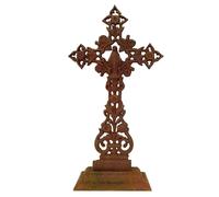 Croix Debout Crucifix église autel Foi Croix Fer Rouille 64cm Style Antique
