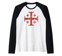 Croix des Templiers de Jérusalem Rouge Vieilli Manche Raglan