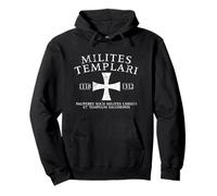Croix des Templiers en Latin 1118-1312 - Imprimé Blanc Vieilli Sweat à Capuche