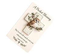 Croix d'oiseau de poche, souvenir chrétien fait à la main, croix de poche avec carte de verset | pour dévotion, méditation, baptême, étude biblique, enfants, adolescents, amis, famille