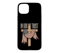 Croix du Drapeau américain en Dieu, Nous Avons Confiance Coque pour iPhone 15 Plus