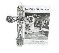 Croix du Pardon en métal argenté 11x7cm avec livret francais et anglais