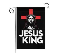 Croix du roi Jésus_nobg Drapeaux de jardin (12,5 x 18 pouces) - Bannière aux couleurs éclatantes pour décoration extérieure de jardin et de maison