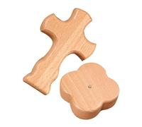 Croix en Bois - 12 cm Petite Croix Sainte en hêtre - Table avec Socle - Debout - Jésus-Christ - Croix Murale catholique pour décoration la Maison, fête Noël